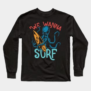 Surfing Octopus Long Sleeve T-Shirt